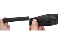 Sleeving trançado bonde da cor preta resistente flexível da chama para o chicote de fios de cabo