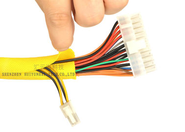 comprar Auto amarelo da cor que envolve Sleeving trançado rachado para fios bondes fabricação em linha