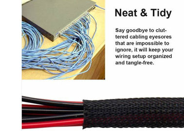 comprar aplicação Sleeving trançada expansível da proteção da gestão do cabo do ANIMAL DE ESTIMAÇÃO preto de 40mm fabricação em linha