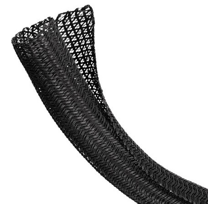 comprar Sleeving de fecho automático preto do ANIMAL DE ESTIMAÇÃO do envoltório do fio trançado de PA6 PA66 PPS fabricação em linha