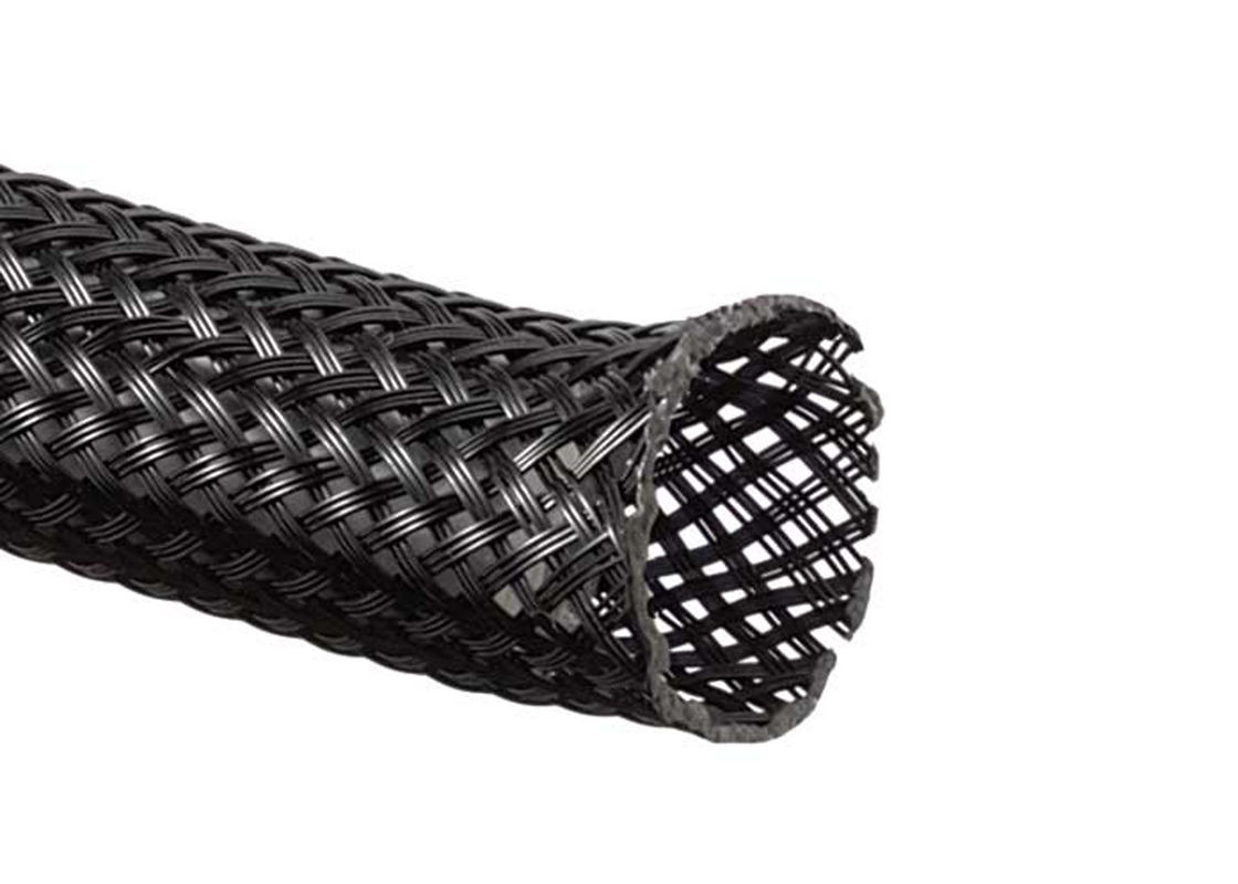 Diâmetro feito sob encomenda flexível da luva de nylon trançada preta expansível de grande resistência