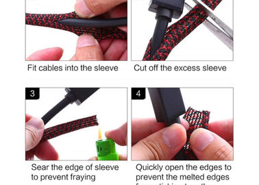 Sleeving trançado do cabo da abrasão gestão resistente, luva de proteção do fio