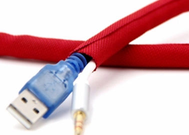 Auto quente do corte que envolve poliéster Sleeving trançado rachado para cabos de A/V HDMI